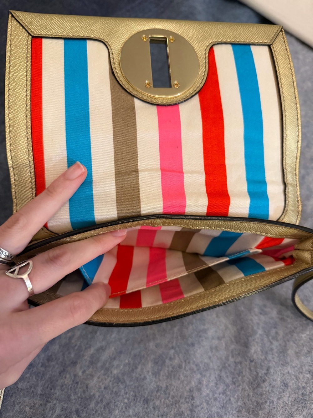 Kate Spade New York Mid-2010s Metallic Gold Saffiano Leather Turn Lock Crossbody - Picture 11 of 11